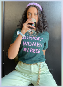 Sabrina wearing her "Support Women In Beer" shirt from The Hoppiest Shop