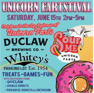 whiteys liquors duclaw brewery diablo doughnuts unicorn farts unicorn party